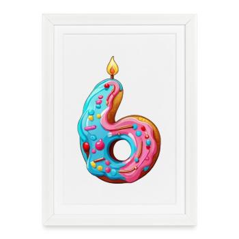 GÂTEAU NUMÉRO 6 SWEET 6E ANNIVERSAIRE - Affiche encadrée (27 × 37 cm) - blanc - Devant