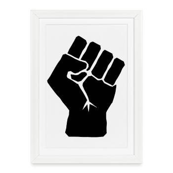 Poing levé de solidarité - Affiche encadrée (27 × 37 cm) - blanc - Devant