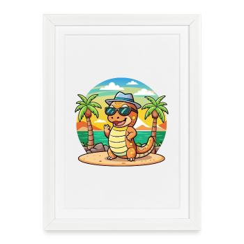 Anaconda Funny Cartoon Summer Beach Sunglasses - Framed poster (27 × 37 cm) - white - Front