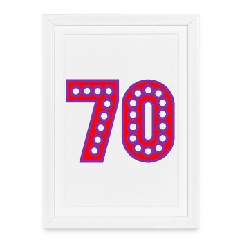 70. 70 ANS. 70e ANNIVERSAIRE. ANNIVERSAIRE 70 ANS. - Affiche encadrée (27 × 37 cm) - blanc - Devant