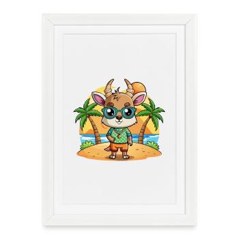 Antelope Funny Cartoon Summer Beach Sunglasses - Framed poster (27 × 37 cm) - white - Front
