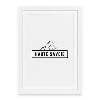 Haute Savoie Montagne Noir - Affiche encadrée (27 × 37 cm) - blanc - Devant