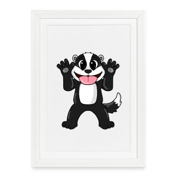 Blaireau - Affiche encadrée (27 × 37 cm) - blanc - Devant