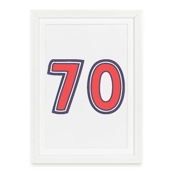 70. 70 ANS. 70e ANNIVERSAIRE. ANNIVERSAIRE 70 ANS. - Affiche encadrée (27 × 37 cm) - blanc - Devant
