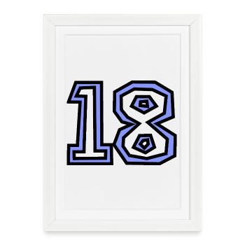 18. 18 YEARS OLD. 18th ANNIVERSARY. BIRTHDAY 18 YEARS. - Framed poster (27 × 37 cm) - white - Front