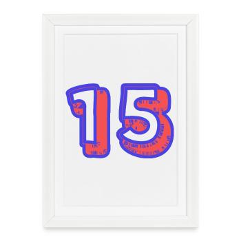 15. 15 ANS. 15e ANNIVERSAIRE. ANNIVERSAIRE 15 ANS. - Affiche encadrée (27 × 37 cm) - blanc - Devant