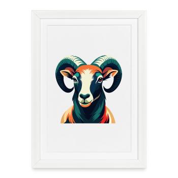 Ram Cartoon Character Colorful Pet Animal - Framed poster (27 × 37 cm) - white - Front