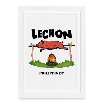 Lechon Philippines Cochon de lait Cebu Manille Cadeau - Affiche encadrée (27 × 37 cm) - blanc - Devant