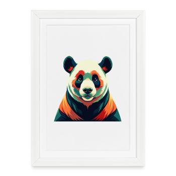 Panda Dessin animé Personnage Animal de compagnie coloré - Affiche encadrée (27 × 37 cm) - blanc - Devant
