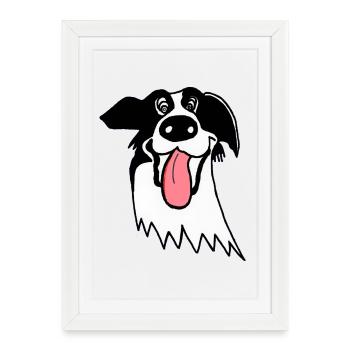 Border Collie mignon - Affiche encadrée (27 × 37 cm) - blanc - Devant