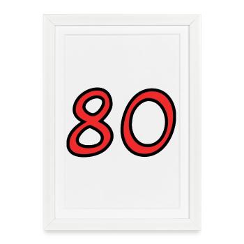80. 80 ANS. 80e ANNIVERSAIRE. ANNIVERSAIRE 80 ANS. - Affiche encadrée (27 × 37 cm) - blanc - Devant
