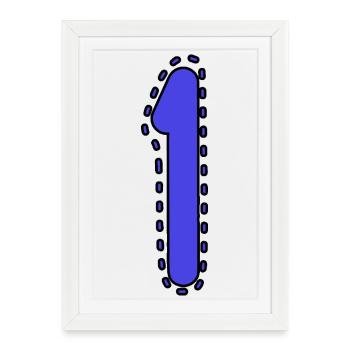 1. 1 AN. 1er ANNIVERSAIRE. ANNIVERSAIRE 1 AN - Affiche encadrée (27 × 37 cm) - blanc - Devant