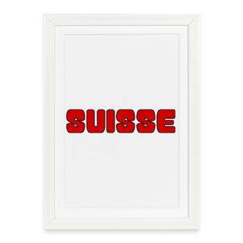 SUISSE. PAYS. GENEVE. SUISSE. HUMOUR. PAYS - Affiche encadrée (27 × 37 cm) - blanc - Devant