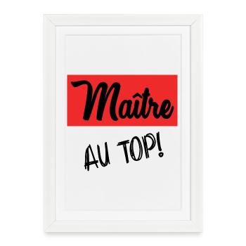 MAÎTRE. MAITRE. MERCI. MERCI MAÎTRE - Affiche encadrée (27 × 37 cm) - blanc - Devant