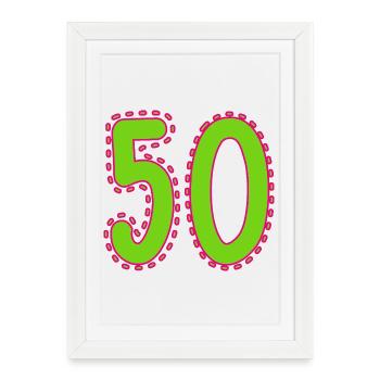 50. 50 ANS. 50e ANNIVERSAIRE. ANNIVERSAIRE 50 ANS. - Affiche encadrée (27 × 37 cm) - blanc - Devant