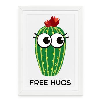 Free Hugs Cactus - Framed poster (27 × 37 cm) - white - Front