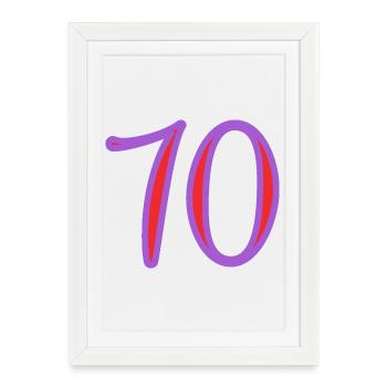 70. 70 ANS. 70e ANNIVERSAIRE. ANNIVERSAIRE 70 ANS. - Affiche encadrée (27 × 37 cm) - blanc - Devant