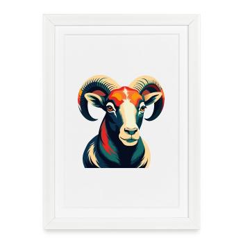 Ram Cartoon Character Colorful Pet Animal - Framed poster (27 × 37 cm) - white - Front