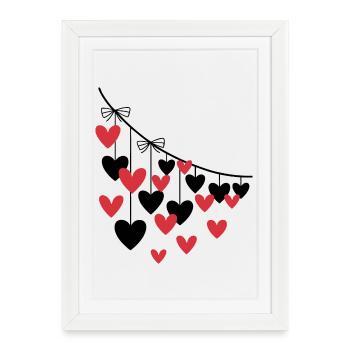 Heart Garland Many Hearts - Framed poster (27 × 37 cm) - white - Front