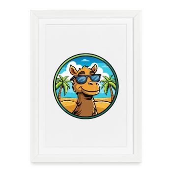 Camel Funny Cartoon Summer Beach Sunglasses Cool - Framed poster (27 × 37 cm) - white - Front