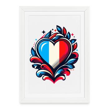 Heart French Flag - Framed poster (27 × 37 cm) - white - Front
