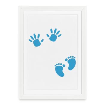 Grossesse empreinte main garçon bébé ventre - Affiche encadrée (27 × 37 cm) - blanc - Devant