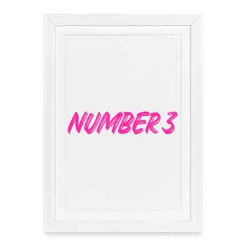 Numéro 3 - trois - troisième - troisième - 3 - numéro 3 - Affiche encadrée (27 × 37 cm) - blanc - Devant