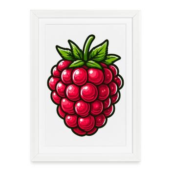 Raspberry, fruit - Framed poster (27 × 37 cm) - white - Front