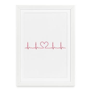 Heartbeat ECG Line Medical Pulse Wave Icon Vector - Framed poster (27 × 37 cm) - white - Front