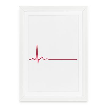 Heartbeat ECG Line Medical Pulse Wave Icon Vector - Framed poster (27 × 37 cm) - white - Front
