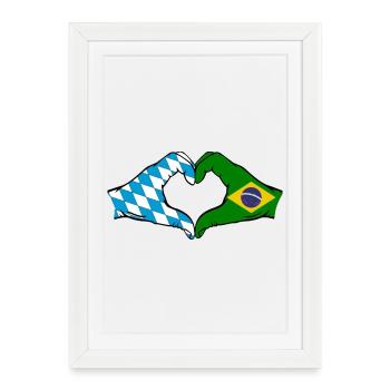 Bavière, Brésil, Drapeau, Mains, Forme Coeur - Affiche encadrée (27 × 37 cm) - blanc - Devant