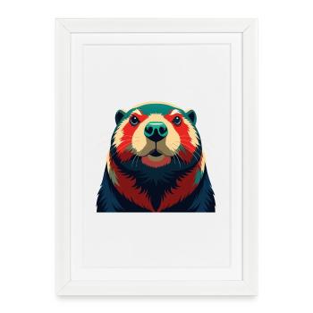 Beaver Cartoon Character Colorful Pet Animal - Framed poster (27 × 37 cm) - white - Front