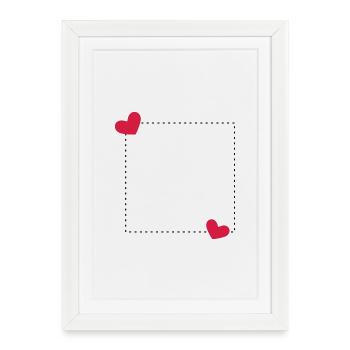 Décoration de ligne d'ornement de cadre de coeur - Affiche encadrée (27 × 37 cm) - blanc - Devant