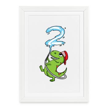 2nd birthday dinosaur fire department - Framed poster (27 × 37 cm) - white - Front