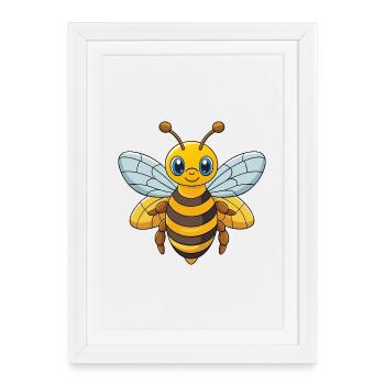 Bee Cute Mascot Cartoon Character Kawaii - Framed poster (27 × 37 cm) - white - Front