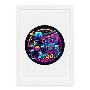 Logo rétro des années 90 - Affiche encadrée (27 × 37 cm) - blanc - Devant