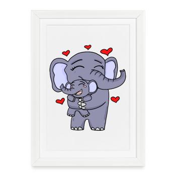Éléphant mignon - Affiche encadrée (27 × 37 cm) - blanc - Devant