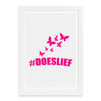 doeslief tout en rose avec des tas de papillons - Affiche encadrée (27 × 37 cm) - blanc - Devant