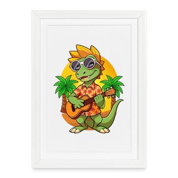 Lunettes de soleil de plage d’été de dessin animé de lézard drôle - Affiche encadrée (27 × 37 cm) - blanc - Devant