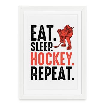 Red Hockey Player Silhouette - Framed poster (27 × 37 cm) - white - Front