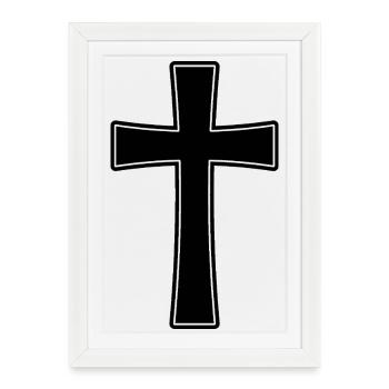 Croix de religion chrétienne - Affiche encadrée (27 × 37 cm) - blanc - Devant