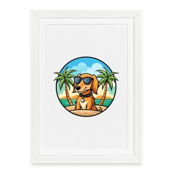 Azawakh Dog Breed Cartoon Sunglasses Beach - Framed poster (27 × 37 cm) - white - Front