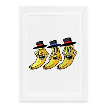 banana funny funny funny banana fruit fruit - Framed poster (27 × 37 cm) - white - Front