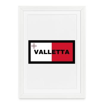 La Valette à Malte Drapeau - Affiche encadrée (27 × 37 cm) - blanc - Devant