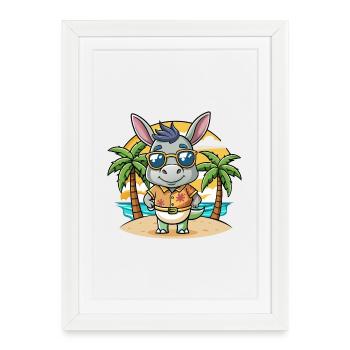 Donkey Funny Cartoon Summer Beach Sunglasses - Framed poster (27 × 37 cm) - white - Front