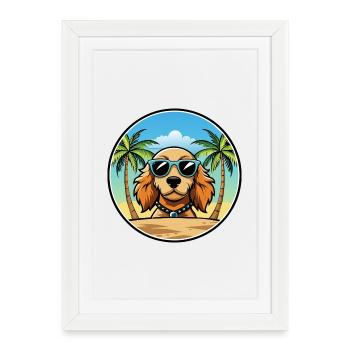 Norfolk Spaniel Dog Breed Cartoon Sunglasses Beach - Framed poster (27 × 37 cm) - white - Front