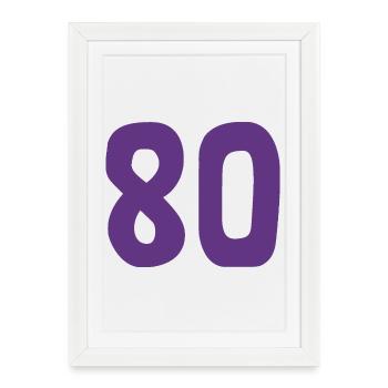 80. 80 ANS. 80e ANNIVERSAIRE. ANNIVERSAIRE 80 ANS. - Affiche encadrée (27 × 37 cm) - blanc - Devant