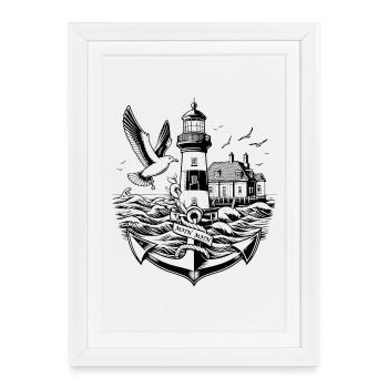 Paysage côtier Moin Moin 2 - Affiche encadrée (27 × 37 cm) - blanc - Devant