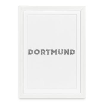 Dortmund German City NRW Hatching lettering - Framed poster (27 × 37 cm) - white - Front