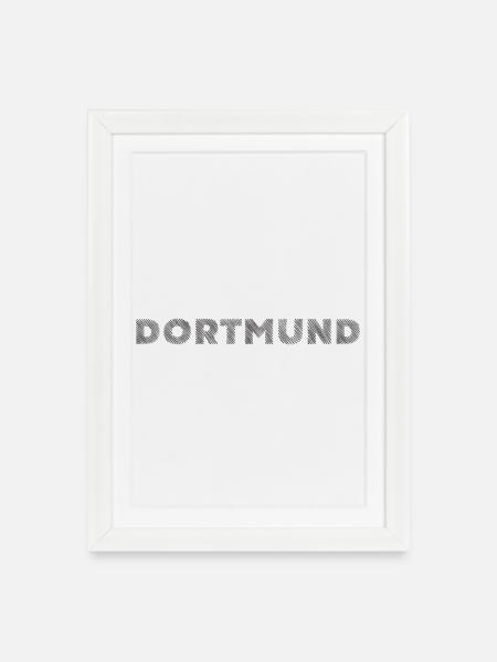Dortmund ville allemande NRW Lettrage d’éclosion - Affiche encadrée (27 × 37 cm) - blanc